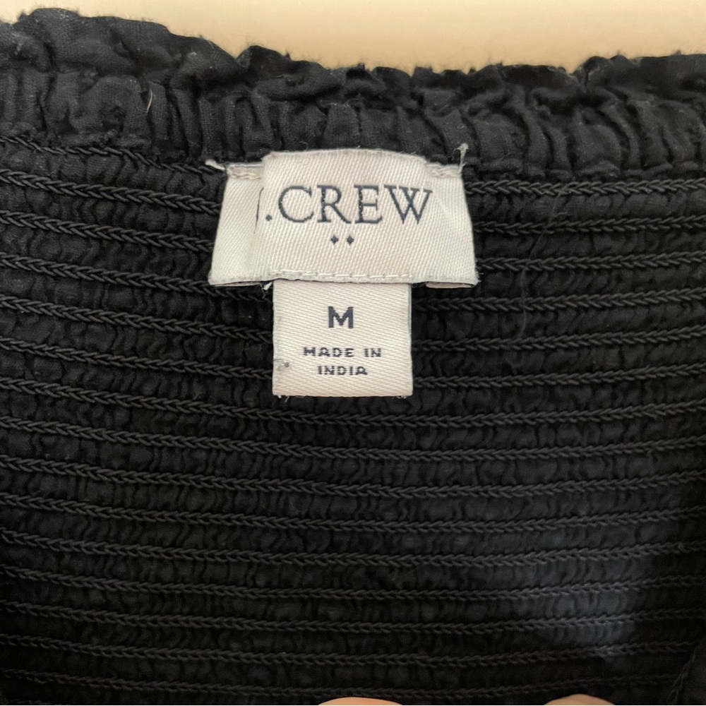 J. Crew Midi Dress Size Medium Black Tiered Smocked Square Neck - Picture 9 of 12